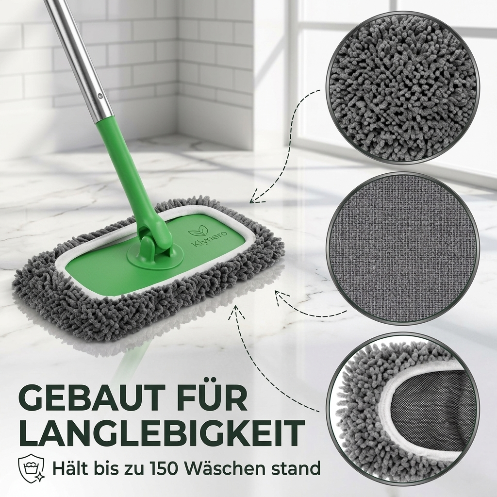 Klynero Wischmopp-Tuch – Waschbare & wiederverwendbare Mopp-Pads für müheloses Reinigen