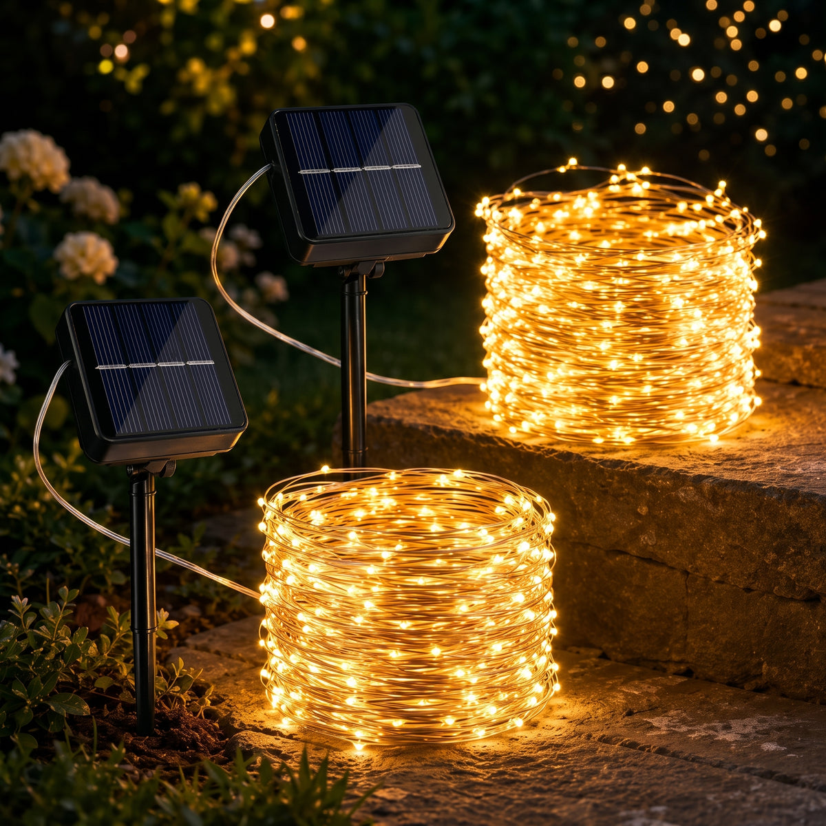 Klynero Solar-Lichterkette – Warmweißes Licht ohne Steckdose