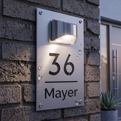 Klynero HausLume – Personalisiertes Hausnummernschild mit Solarlicht