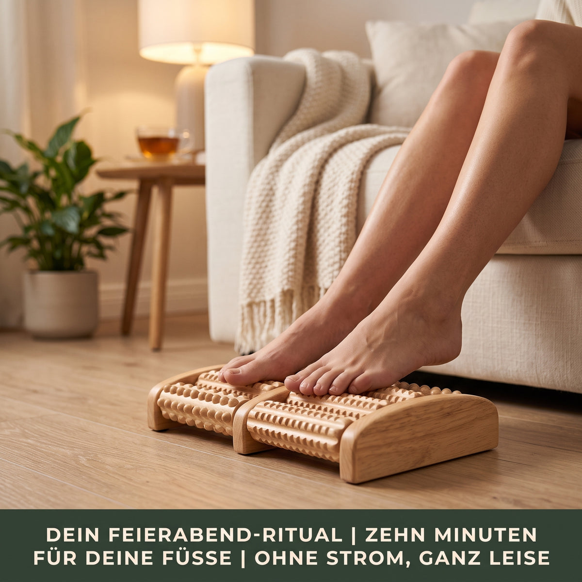 Klynero FußOase – Holz-Fußmassage-Roller für müde Füße